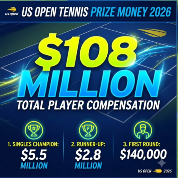 US Open to Offer Record $108 Million in Prize Money